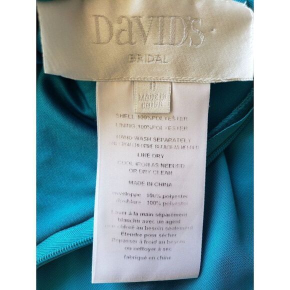 David's Bridal Sleeveless Teal Oasis Bridesmaid Dress Size 8 NWOT - Picture 7 of 7